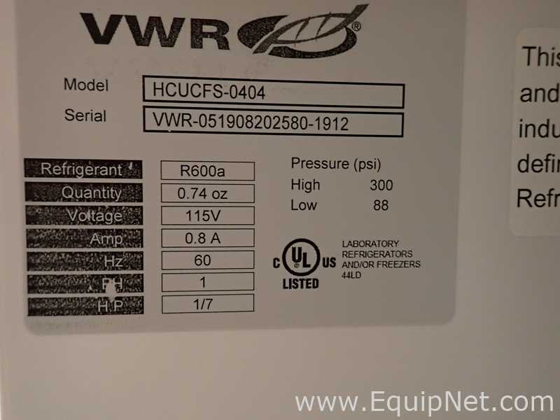 lote de  4 Unidade de Refrigeração VWR HCUCFS-0404