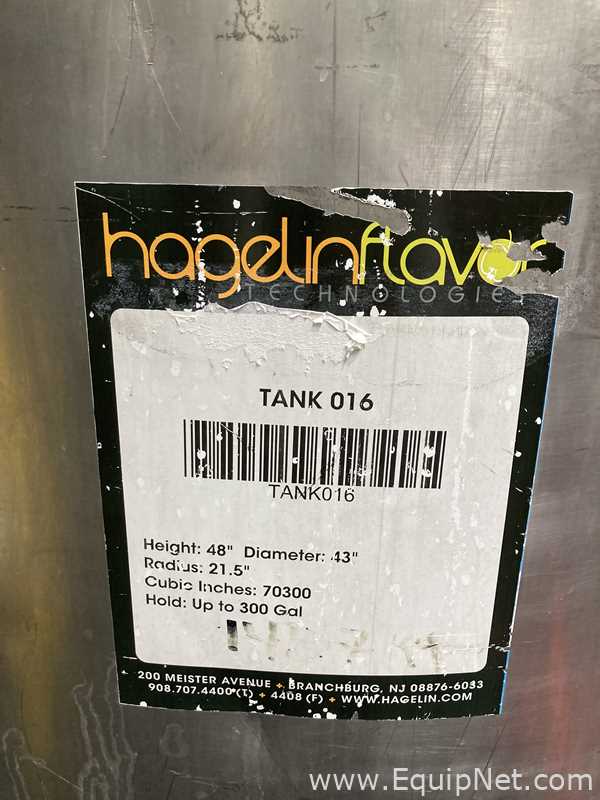 Tanque Acero inoxidable Hagelin Flavor Technologies .  300 Galones