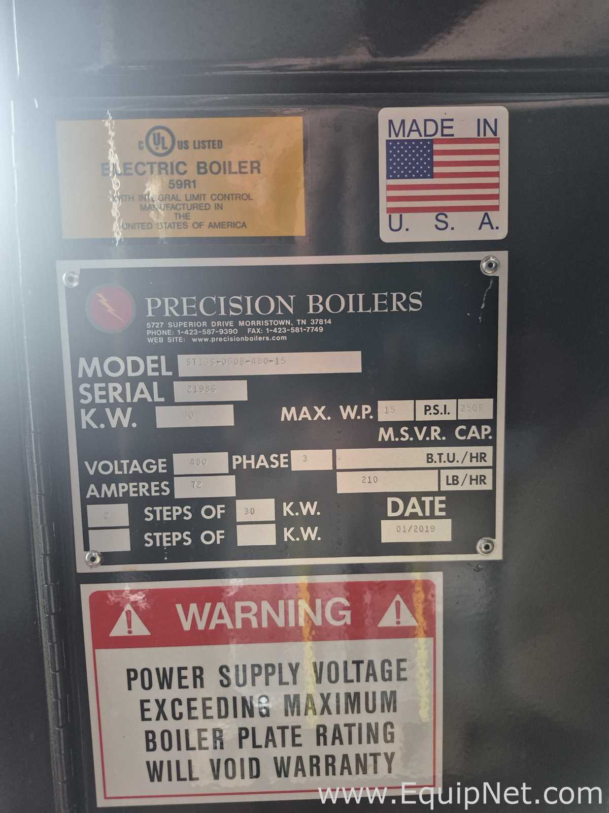 Precision Boilers ST16S-060B-480-15 60kW Electric Steam Boiler