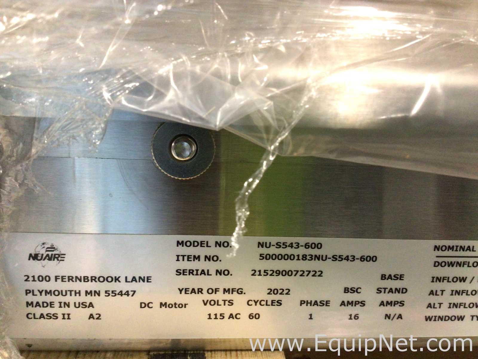 Cabina de Seguridad Biológica Nuaire NU-S543-600. Sin usar
