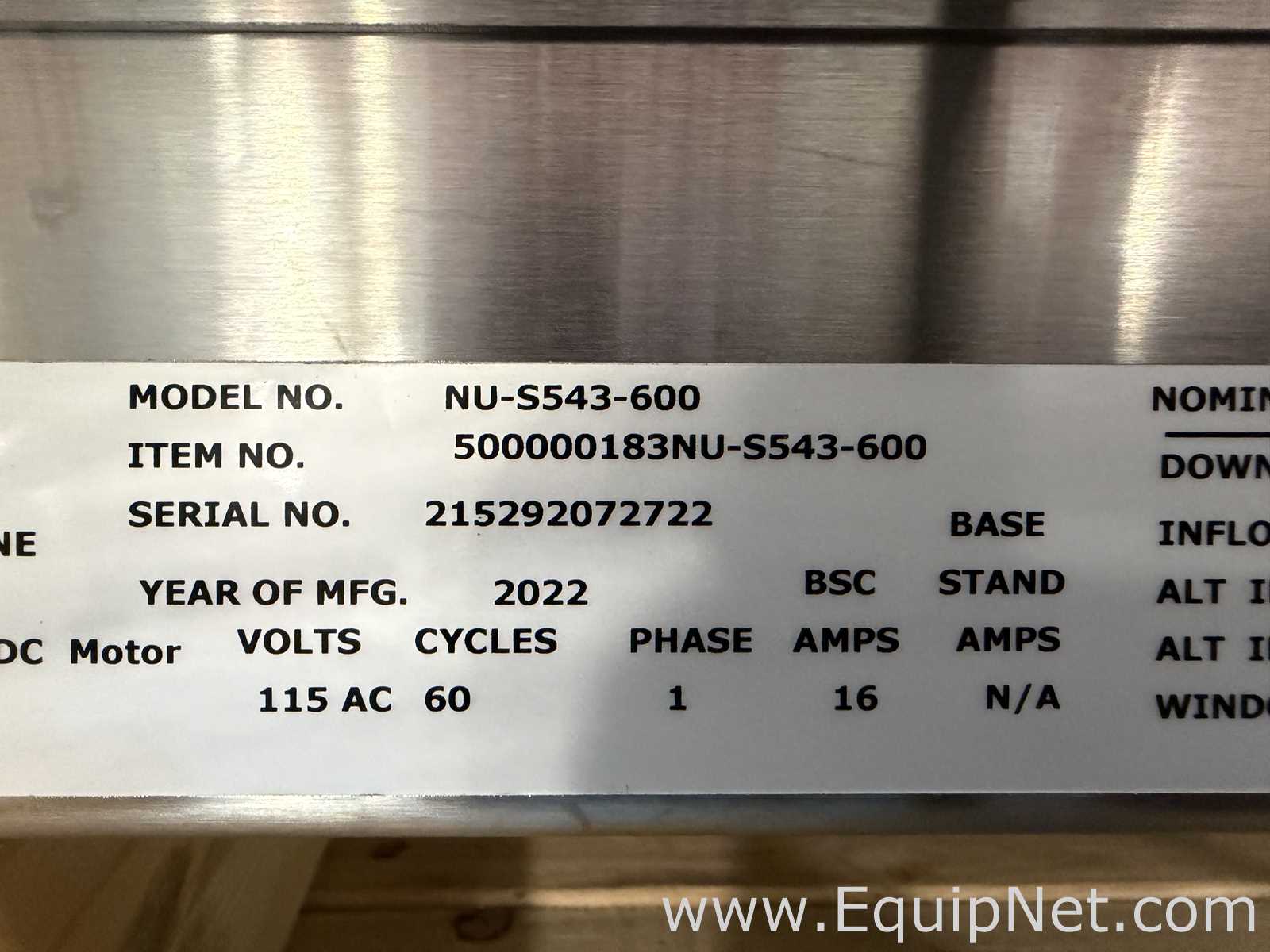 Unused Nuaire NU-S543-600 Class II Type A2 Biological Safety Cabinet