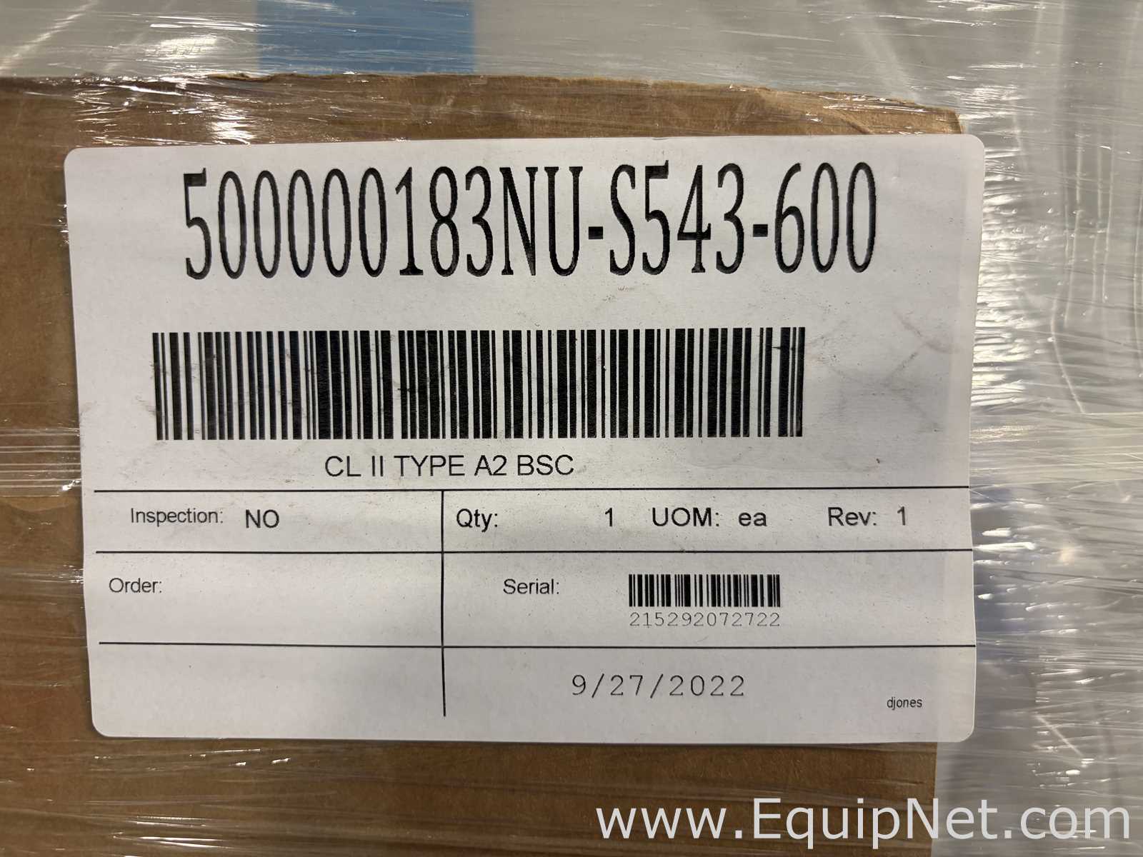 Unused Nuaire NU-S543-600 Class II Type A2 Biological Safety Cabinet
