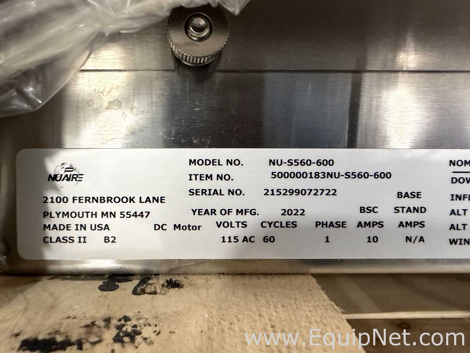 Cabina de Seguridad Biológica Nuaire NU-S560-600. Sin usar