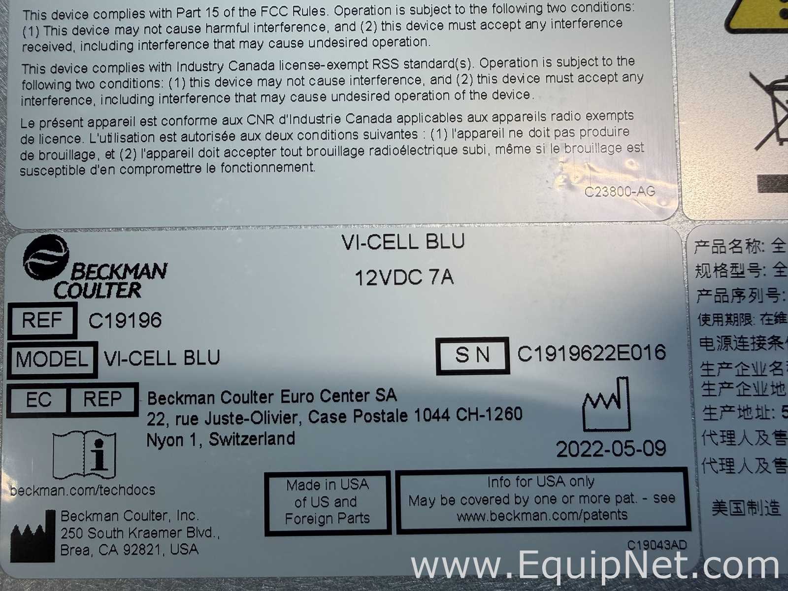 Unused Beckman Coulter Vi-Cell BLU Cell Viability Analyzer