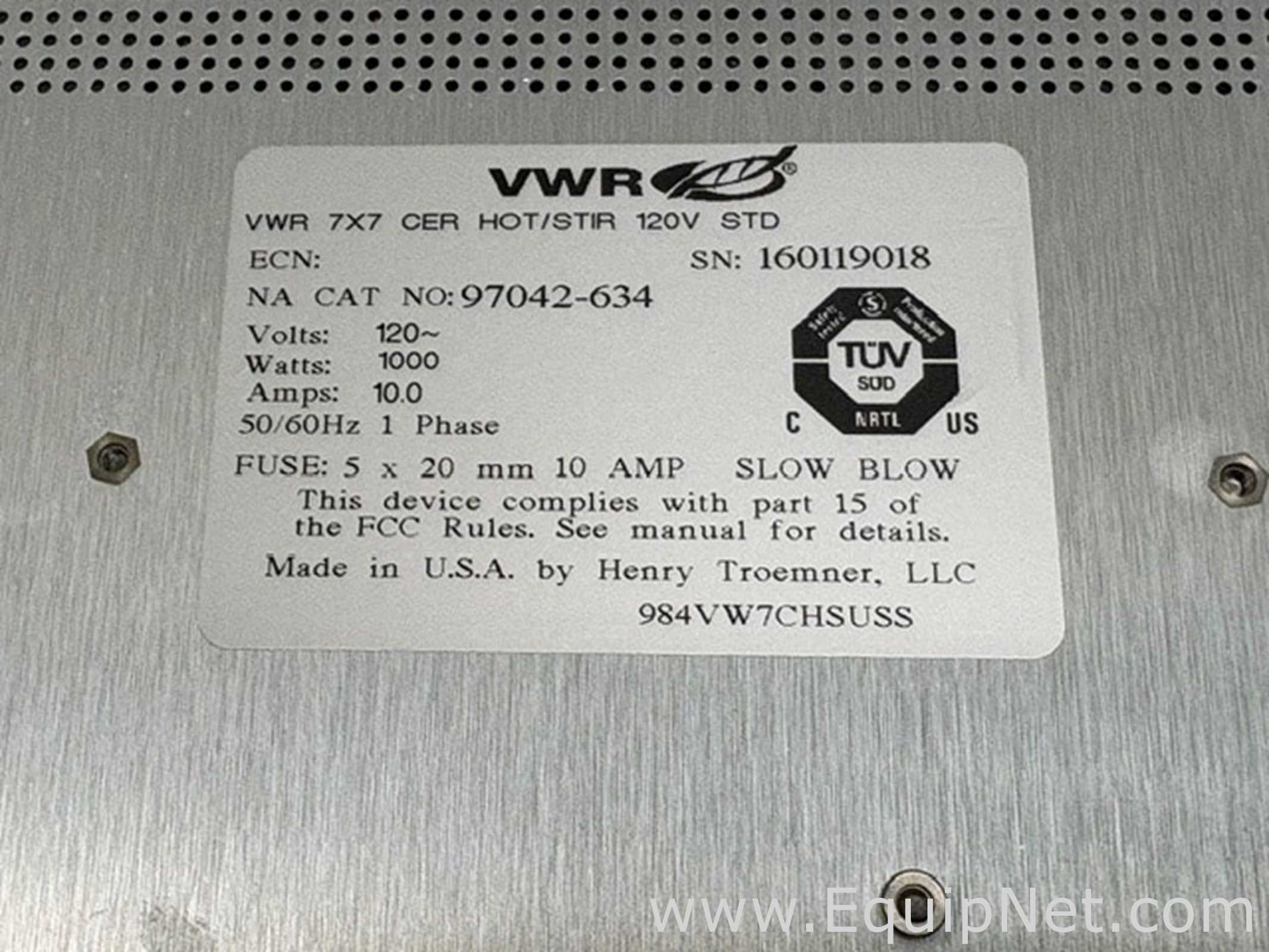 VWR 7X7 Hot Plate/Stirrer