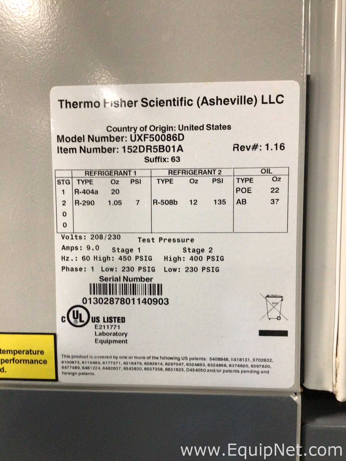 Thermo Scientific UXF50086D REVCO UXF Upright Refrigerator
