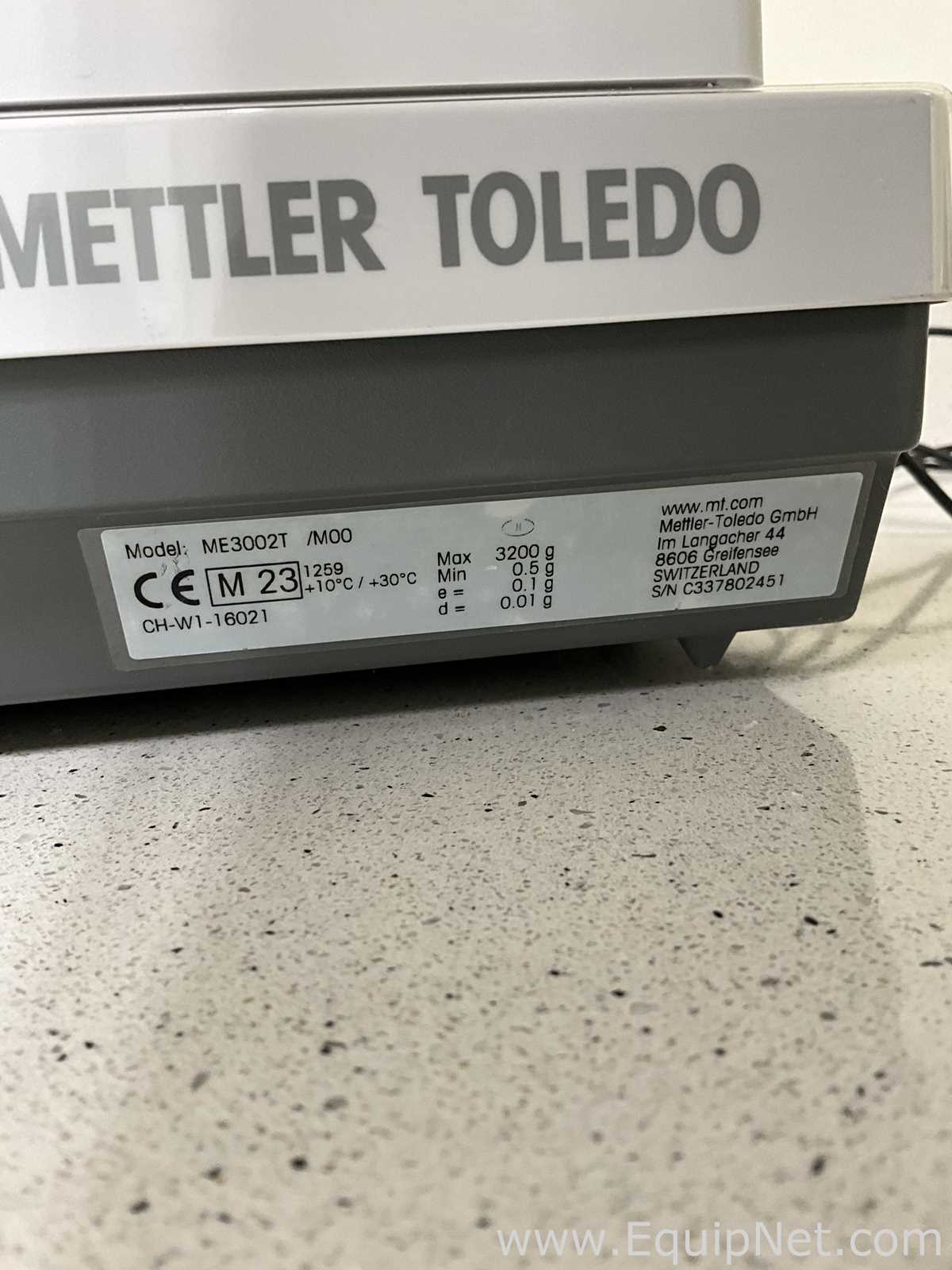 Mettler Toledo ME3002T/M00 Analytical Balance With Power Supply
