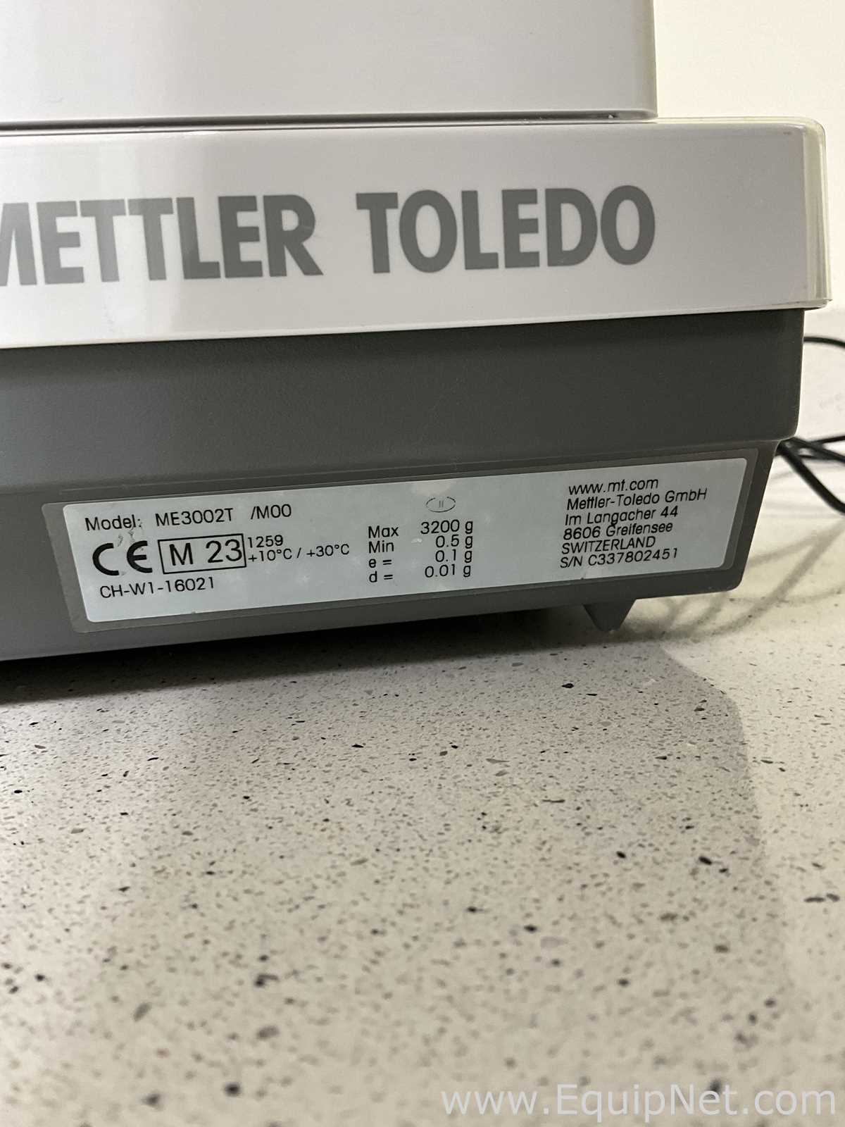 Mettler Toledo ME3002T/M00 Analytical Balance With Power Supply