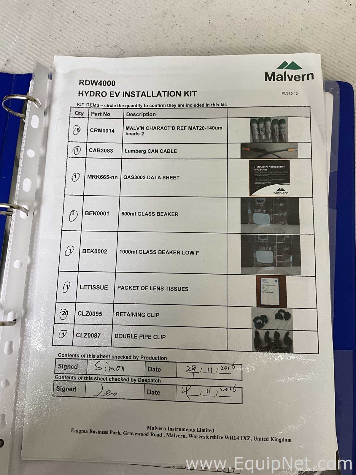 Malvern Instruments Mastersizer 3000 Particle Sizer With Hdro EV Module and Computer