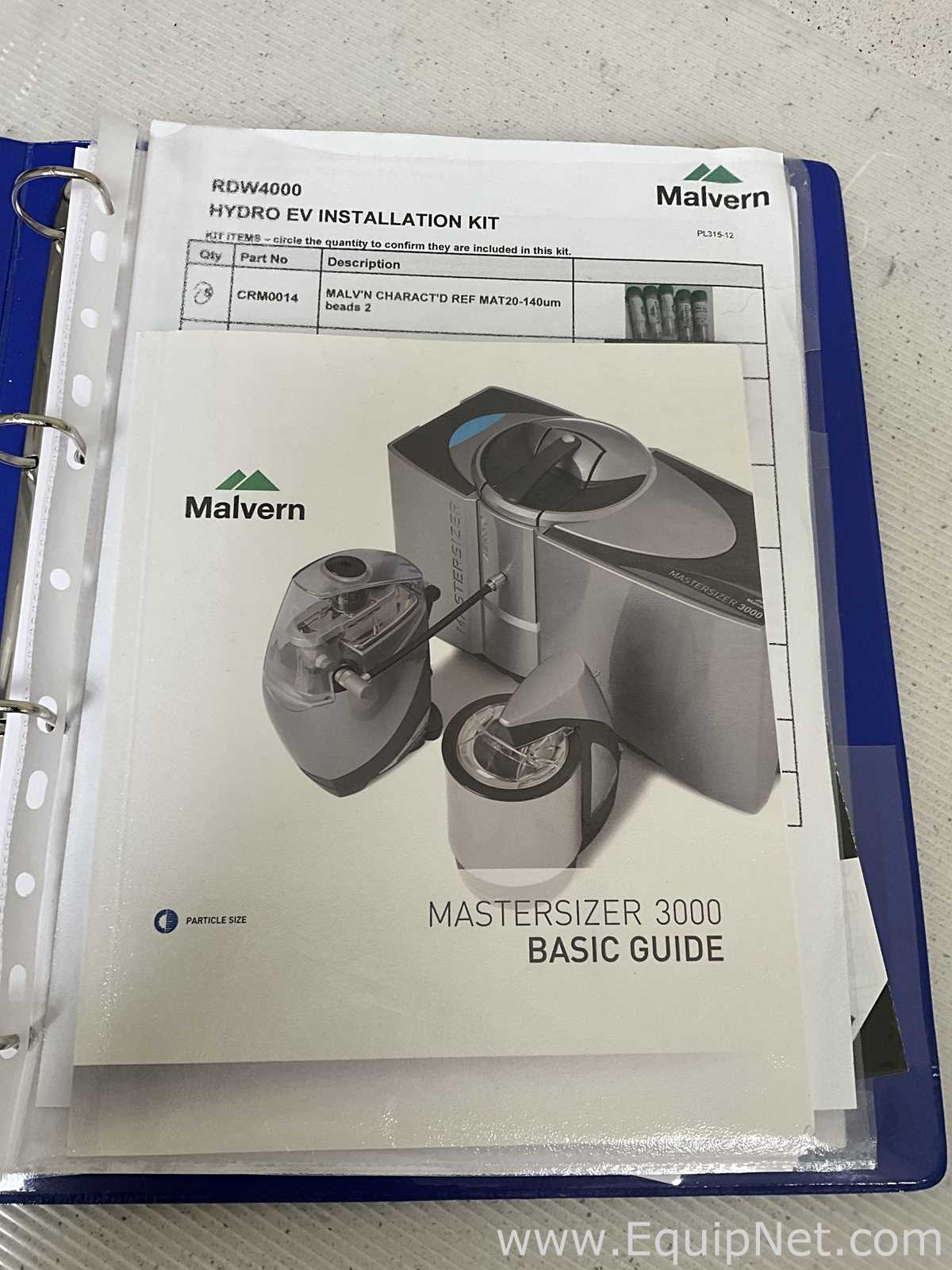 Malvern Instruments Mastersizer 3000 Particle Sizer With Hdro EV Module and Computer