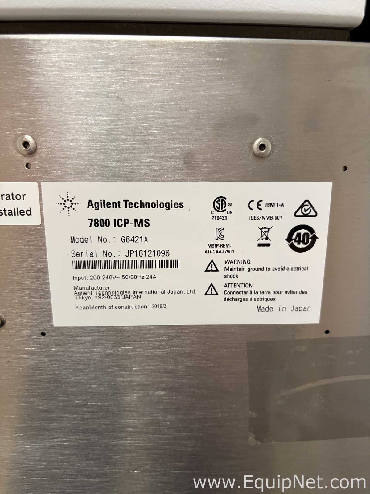 Agilent Technologies 7800 ICP MS Mass Spectrometer with Chiller