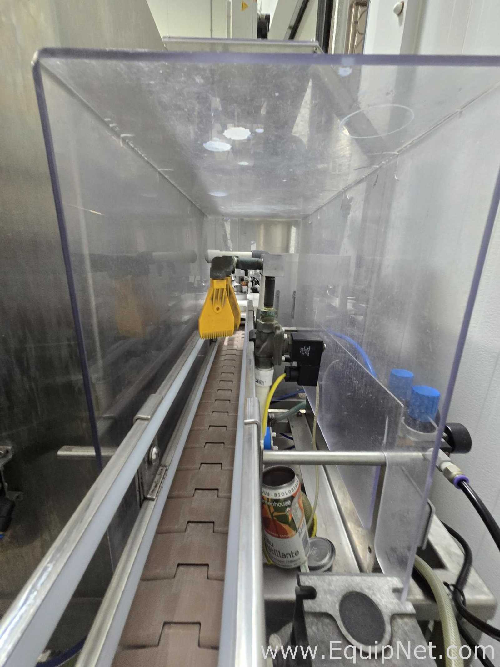 Cask mACS-100 3 Head Carbonated Filler and Seamer with Twist Rinse Infeed and Depalletizer