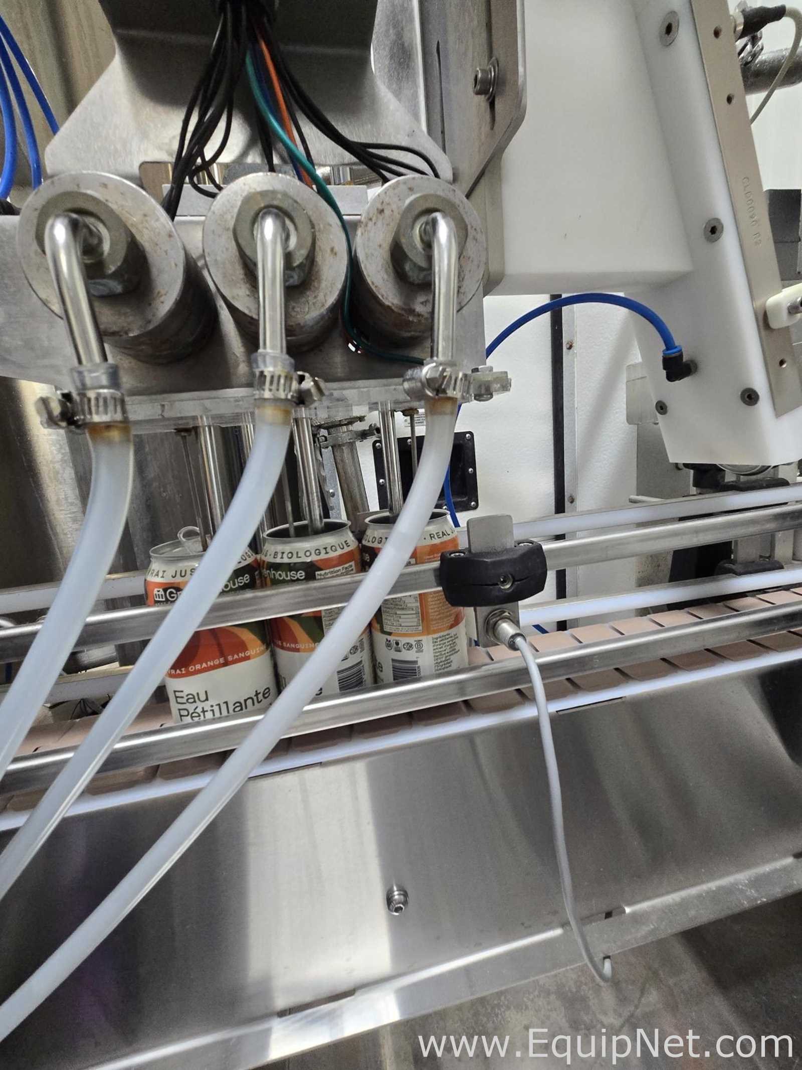 Cask mACS-100 3 Head Carbonated Filler and Seamer with Twist Rinse Infeed and Depalletizer