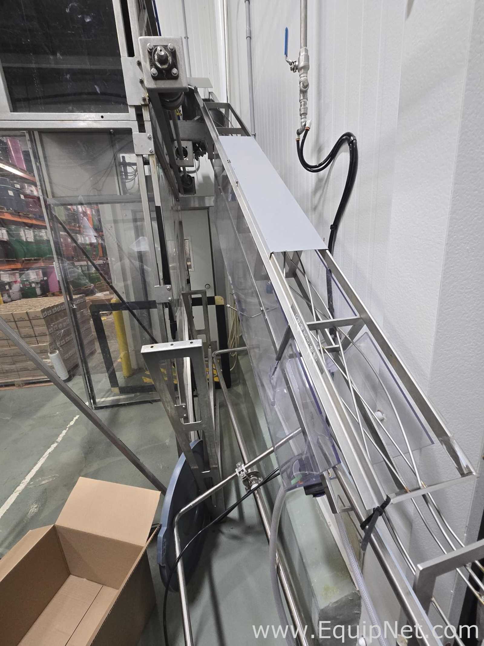 Cask mACS-100 3 Head Carbonated Filler and Seamer with Twist Rinse Infeed and Depalletizer