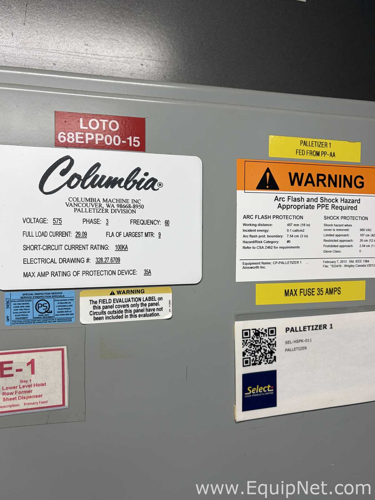 Dual Columbia HL 2000 Palletizers with Wulftec Pallet Wrapper and Ryson Spiral Case Conveyor
