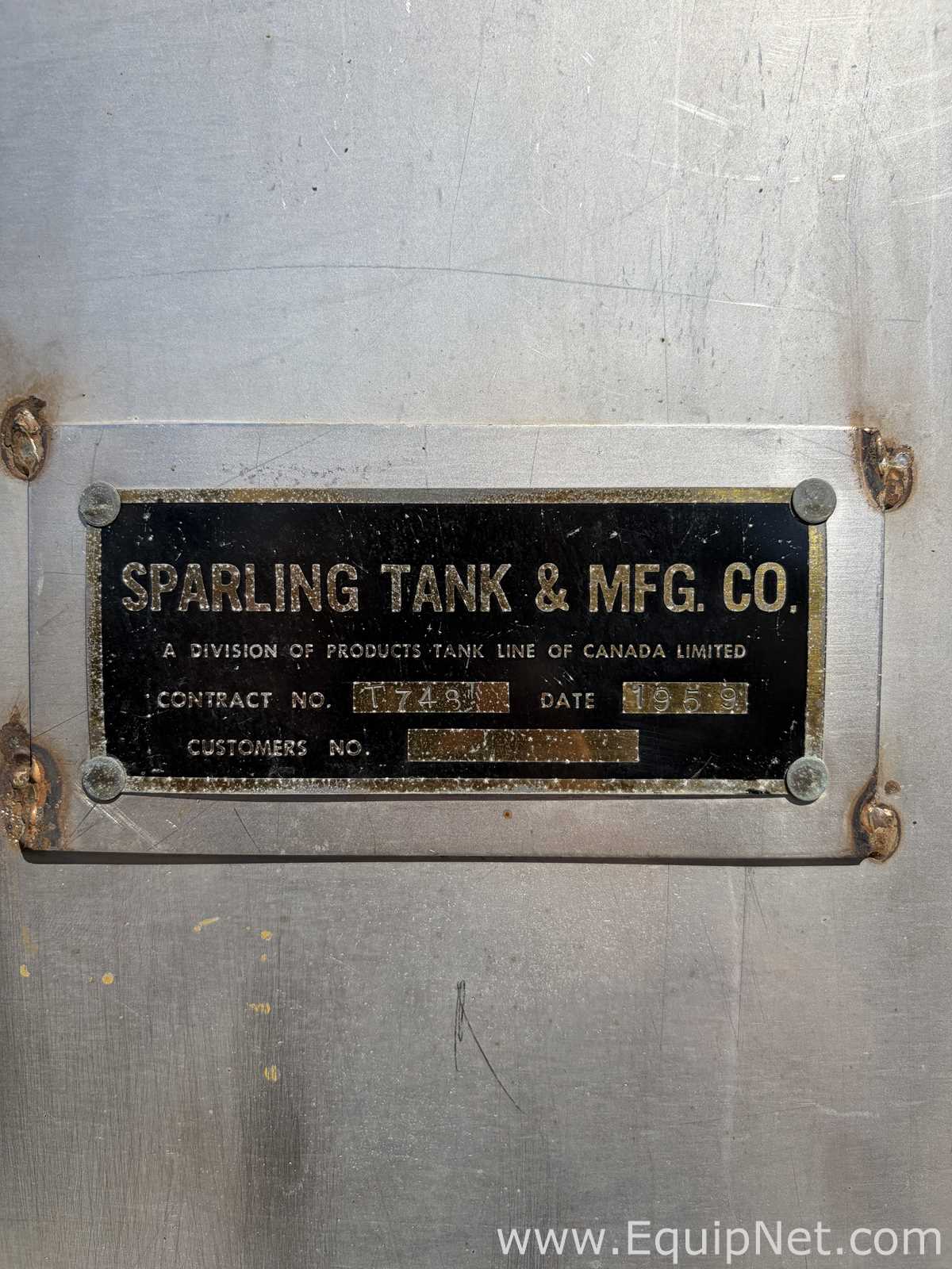 Sparling Tank 3000 Gallon stainless Steel Holding Tank