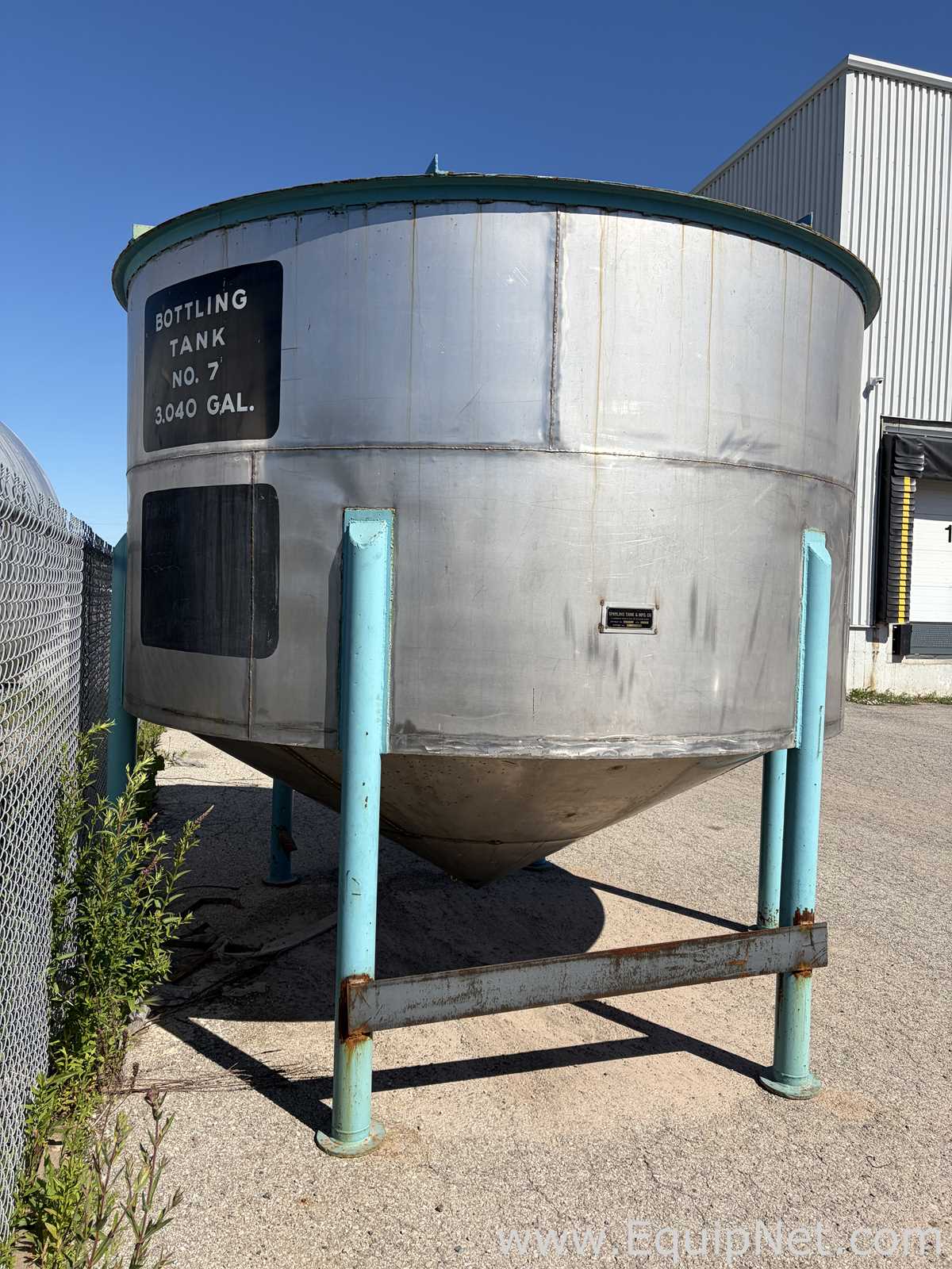 Sparling Tank 3000 Gallon stainless Steel Holding Tank