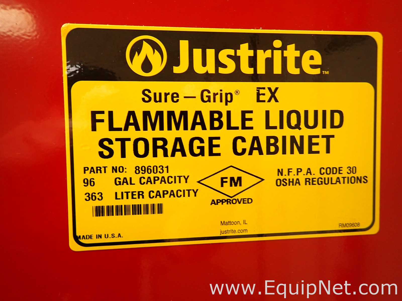 Gabinete de Almacenamiento de Inflamables JustRite Requisitos de aire 96 GALS.  96 Galones