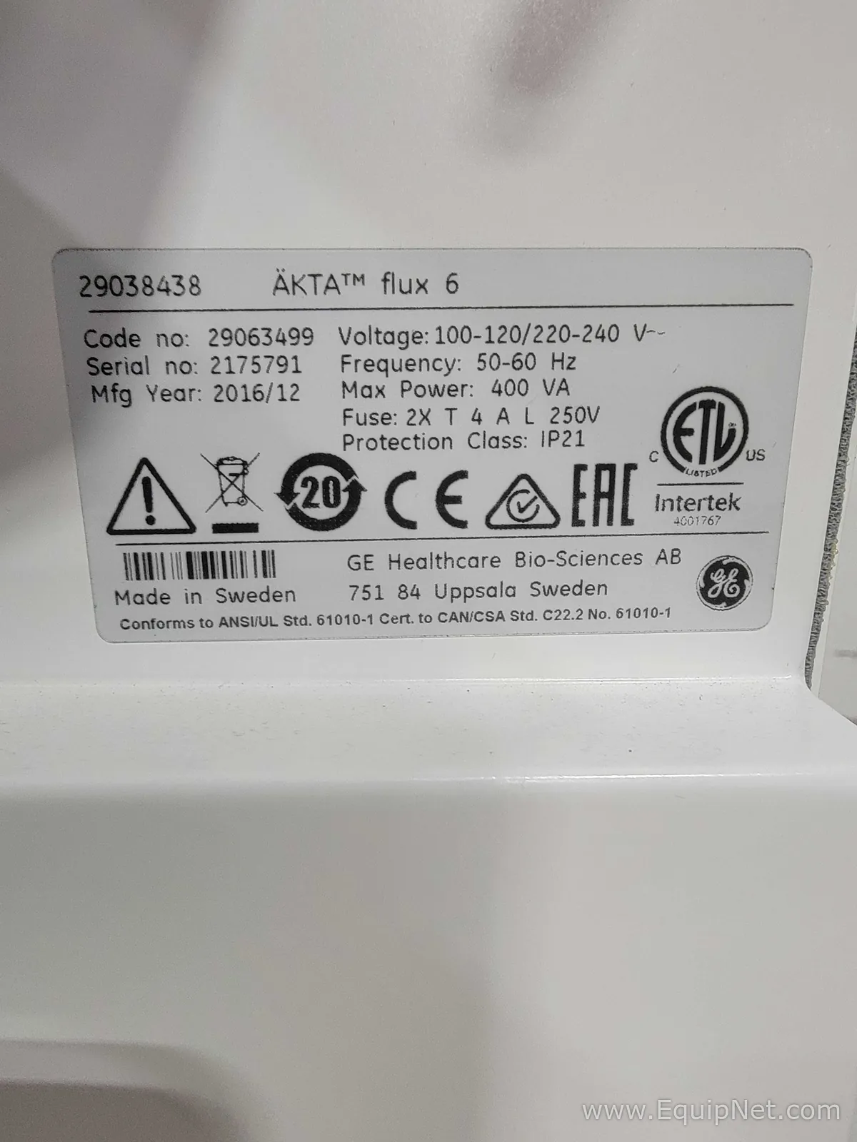 GE AKTA Flux 6 Tangential Flow Filtration System