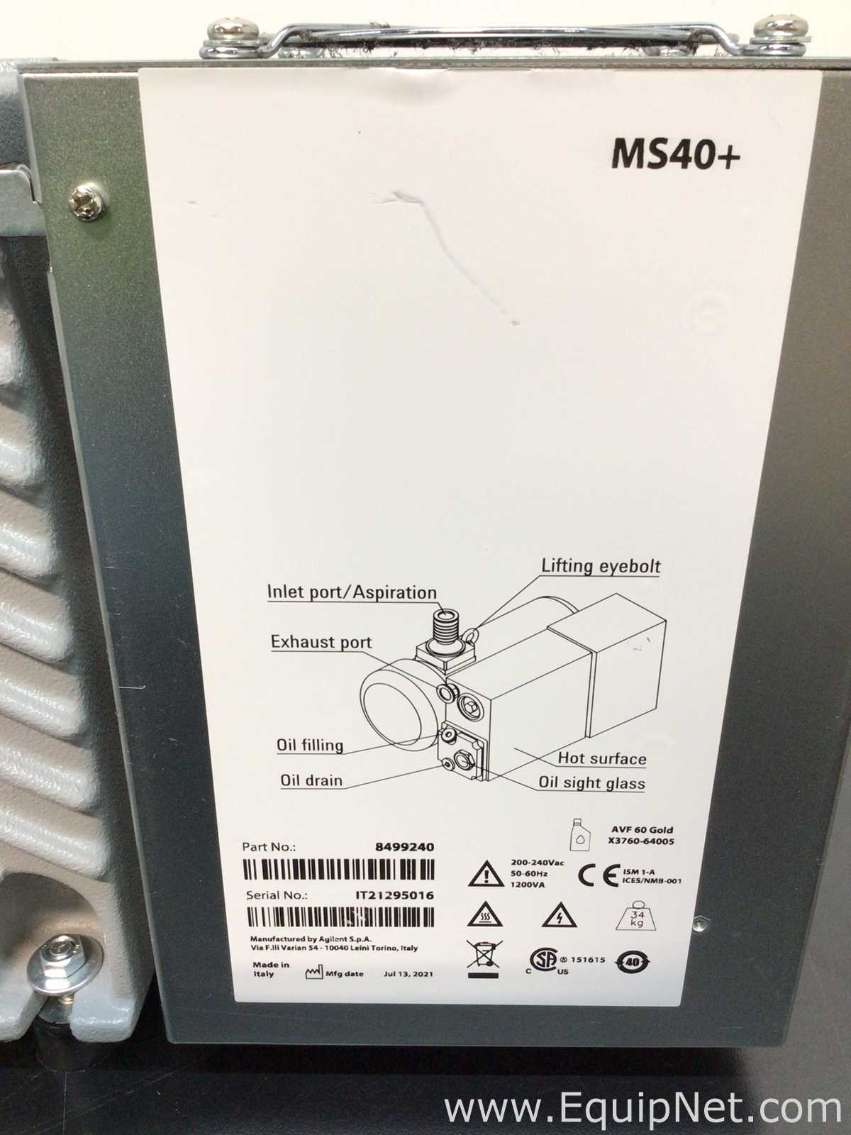 Agilent MS40 Plus Rotary Vane Vacuum Pump