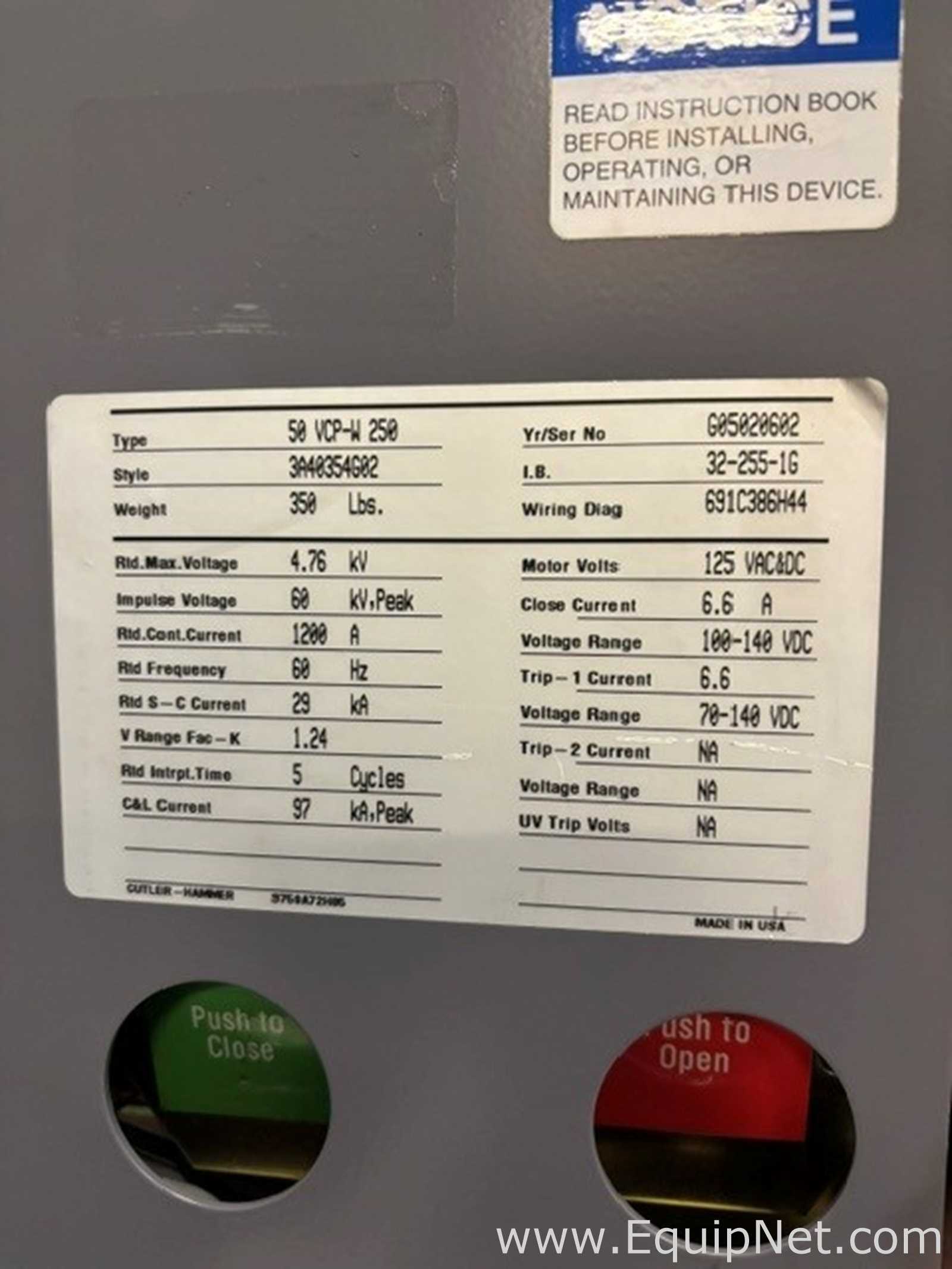 Eaton 50 VCP-W 250 Vacuum Substation Breaker