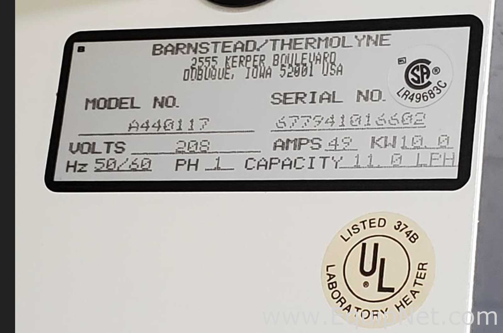 Barnstead MegaPure MP-11A Distillation System with 45L Automatic Collection System D2 Deionizer