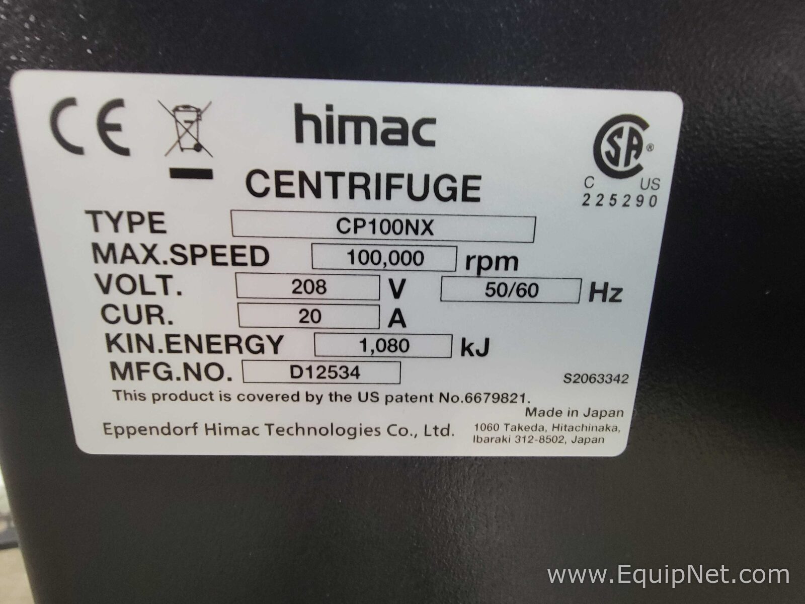 Centrífuga para laboratorio Eppendorf CP100NX