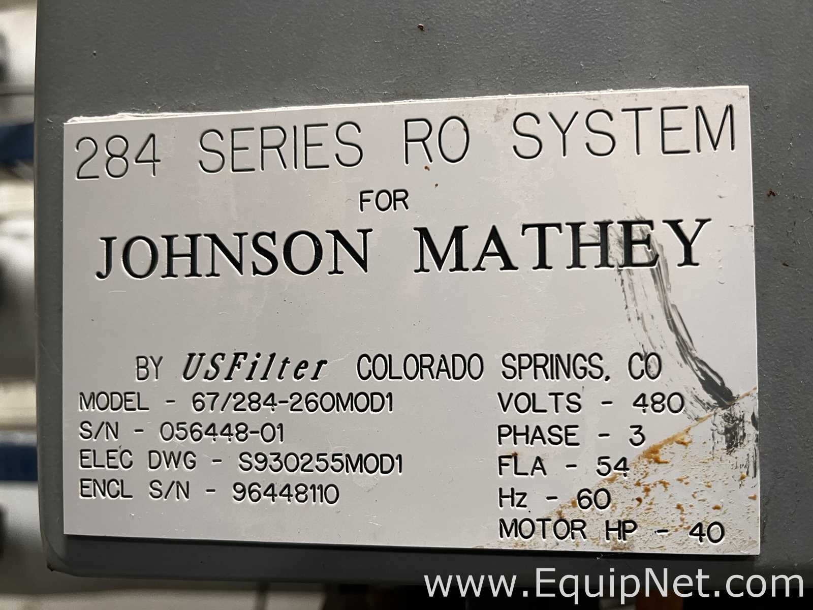 US Filter 284 Series Reverse Osmosis System