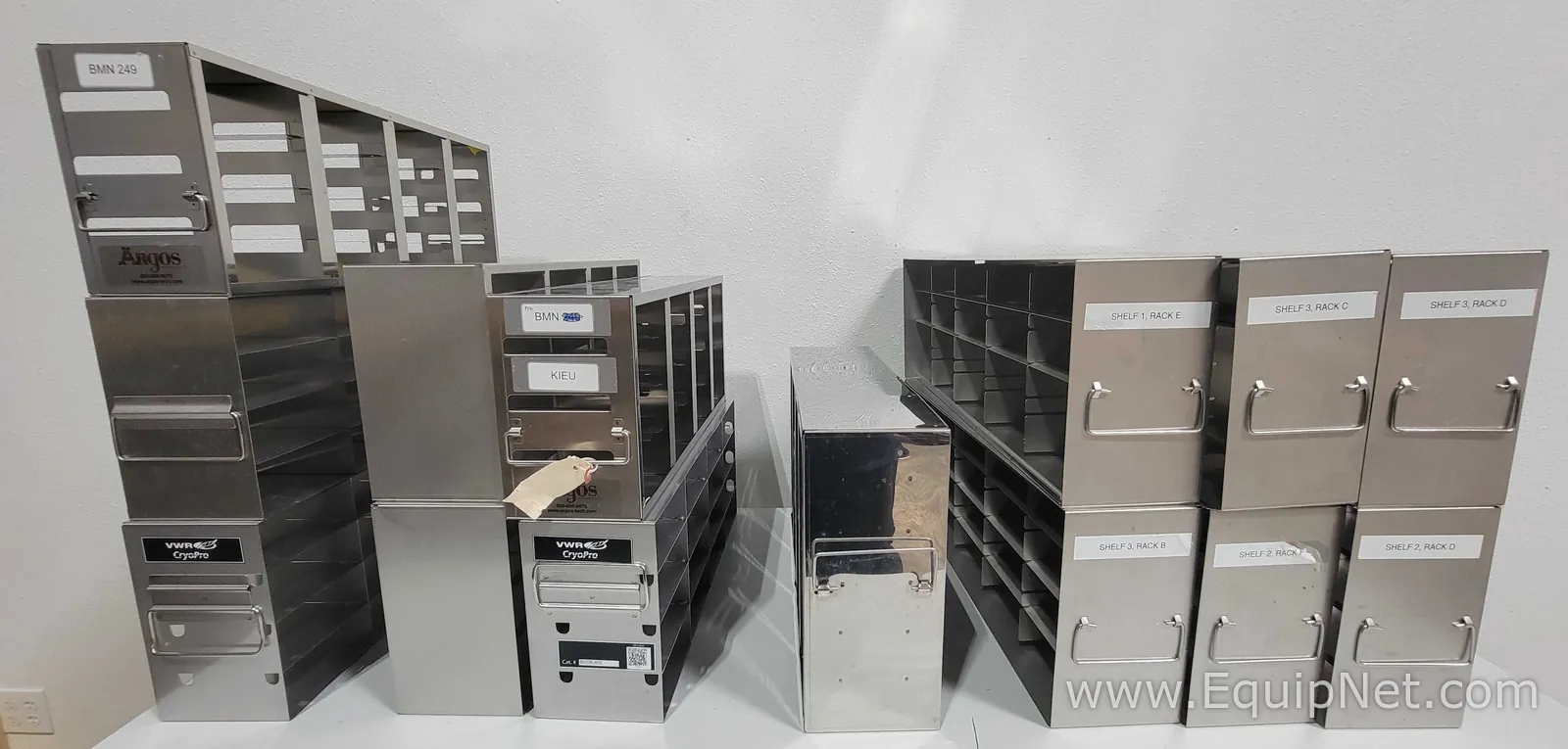 Large Lot of Various Freezer Racks Miscellaneous Lab Equipment