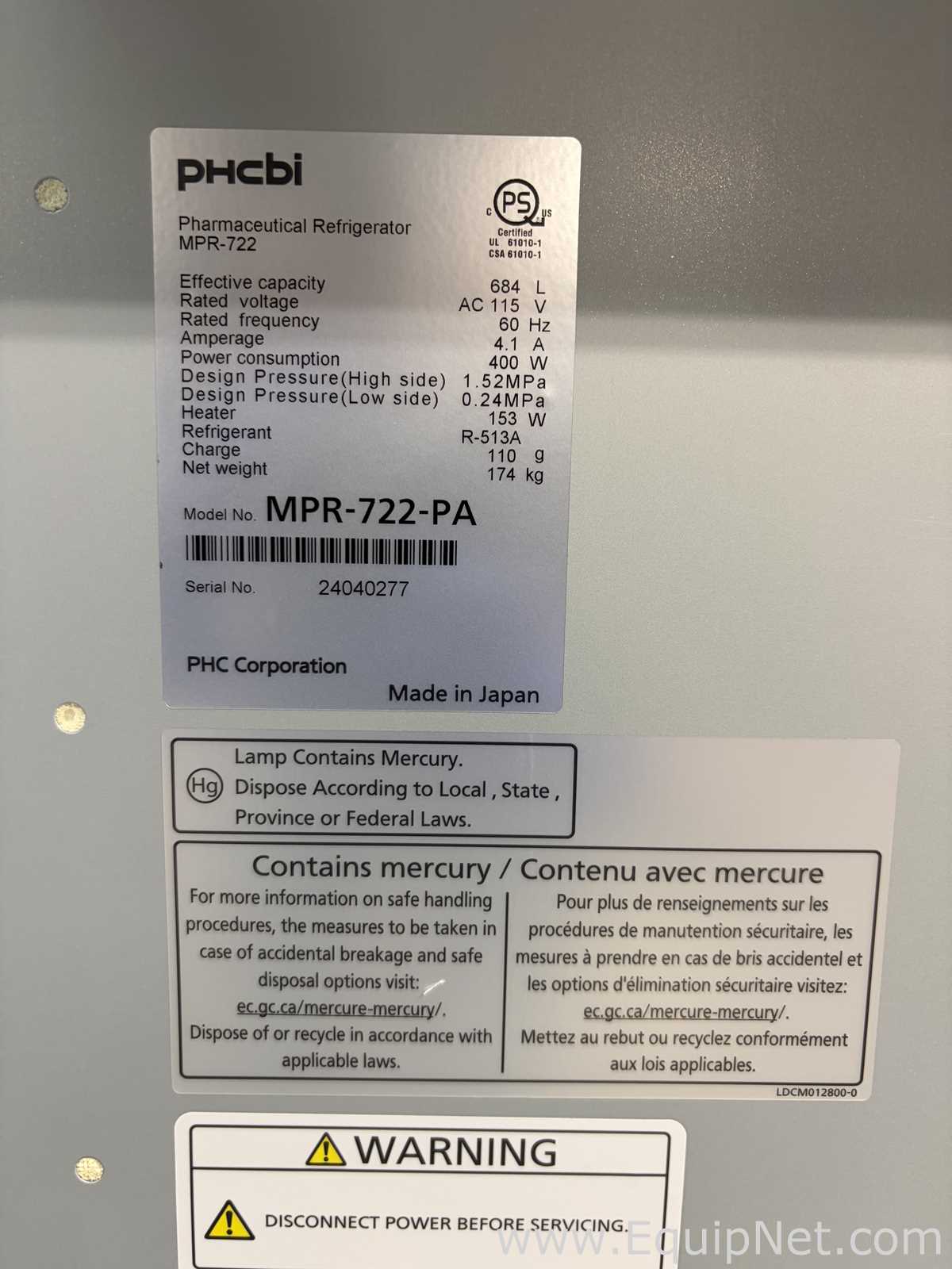 Unidade de Refrigeração PHCBI MPR-722-PA