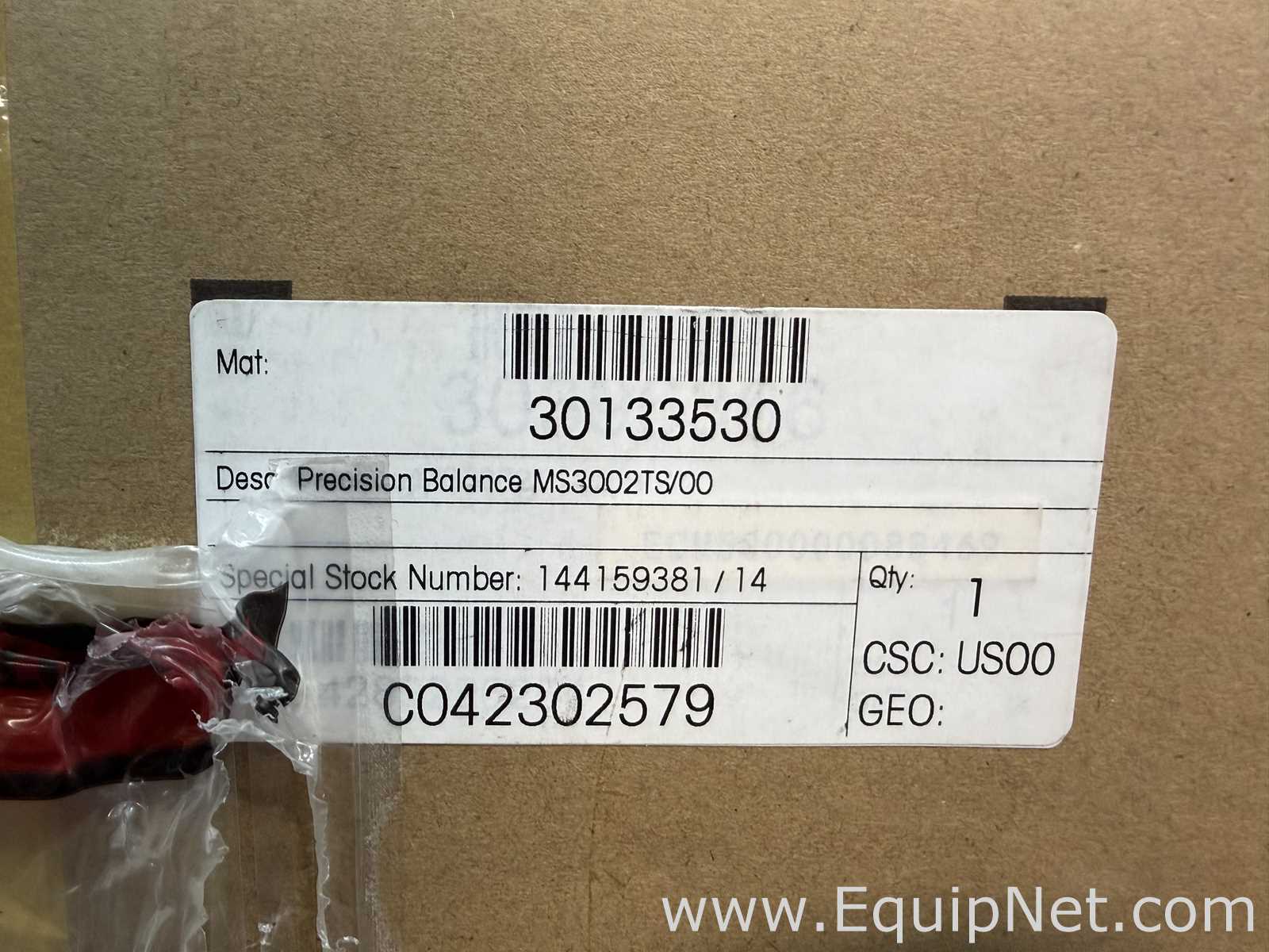 Unused Mettler Toledo MS3002TS/00 Precision Top Loading Balance