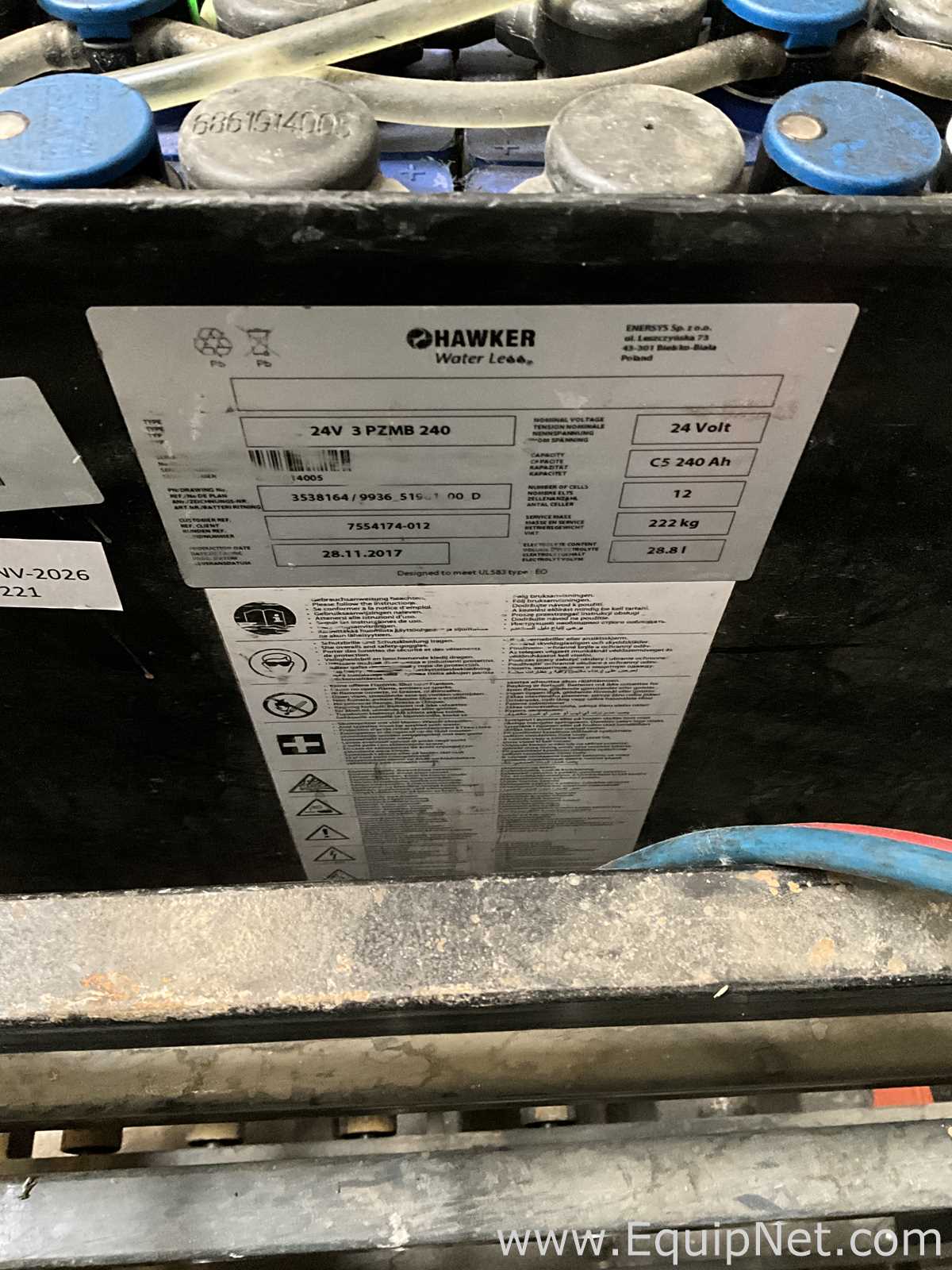 Hawker GmbH 24V 3PZMB240 Fork Lift Battery