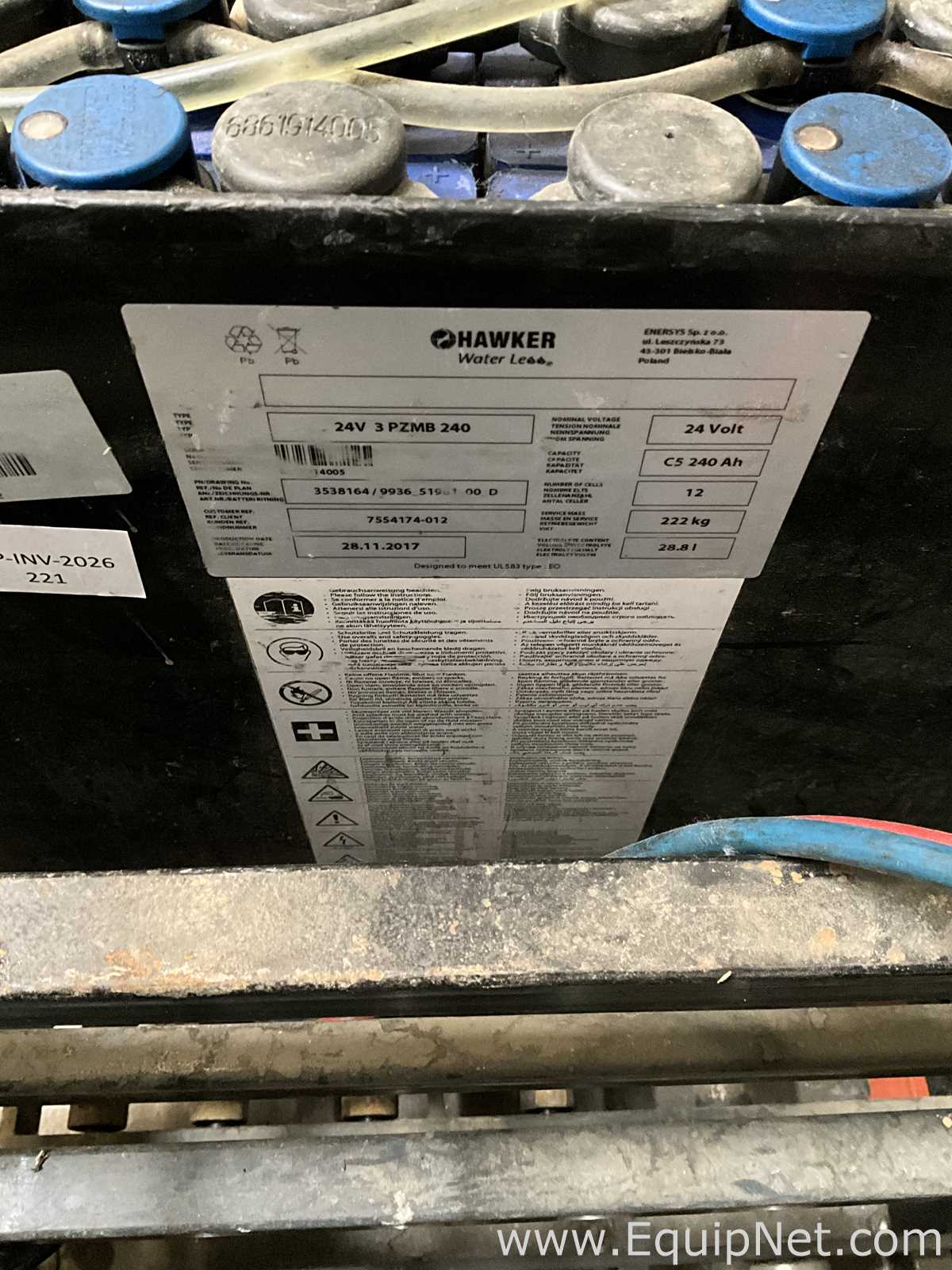 Hawker GmbH 24V 3PZMB240 Fork Lift Battery