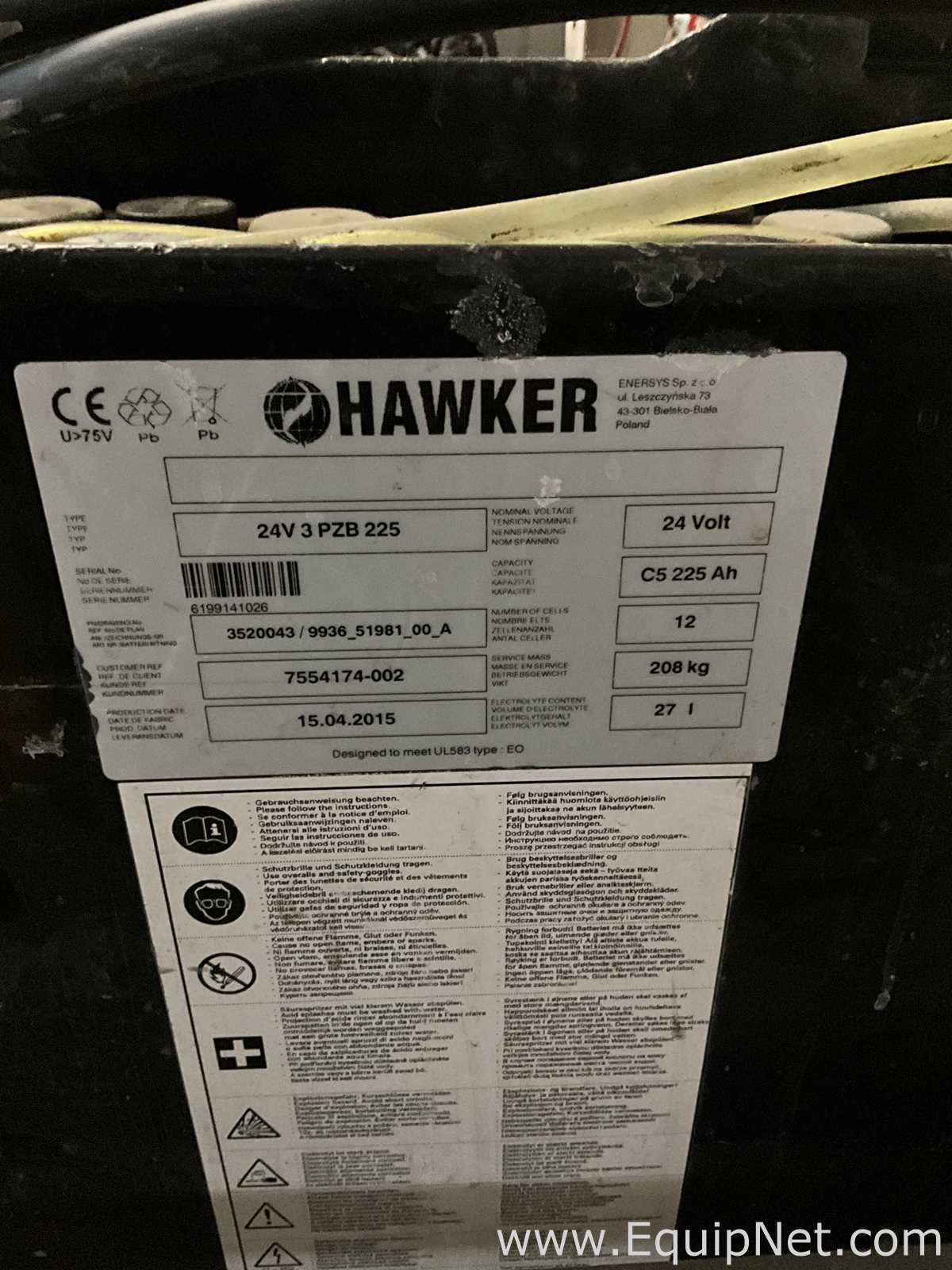 Hawker GmbH 24V3PZB225 Fork Lift Battery