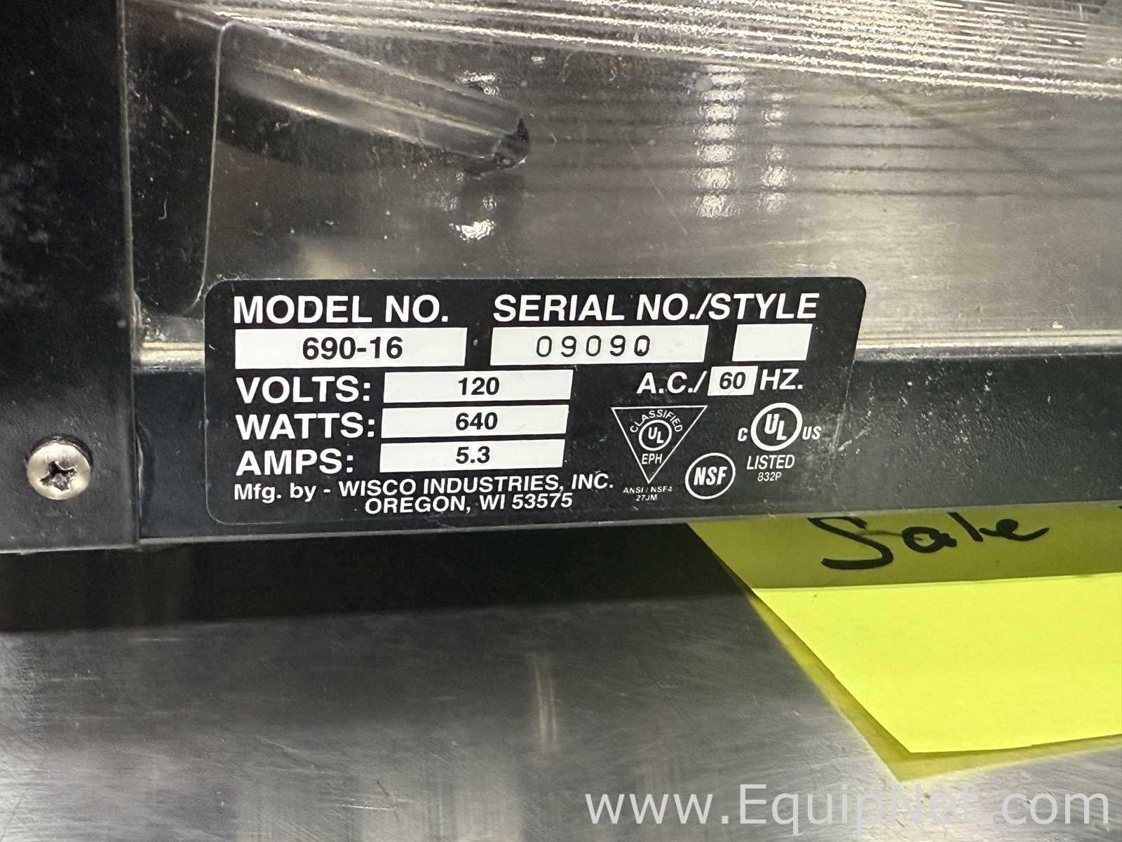Maquinaria para Proceso de Alimentos Wisco Industries Inc. 690-16