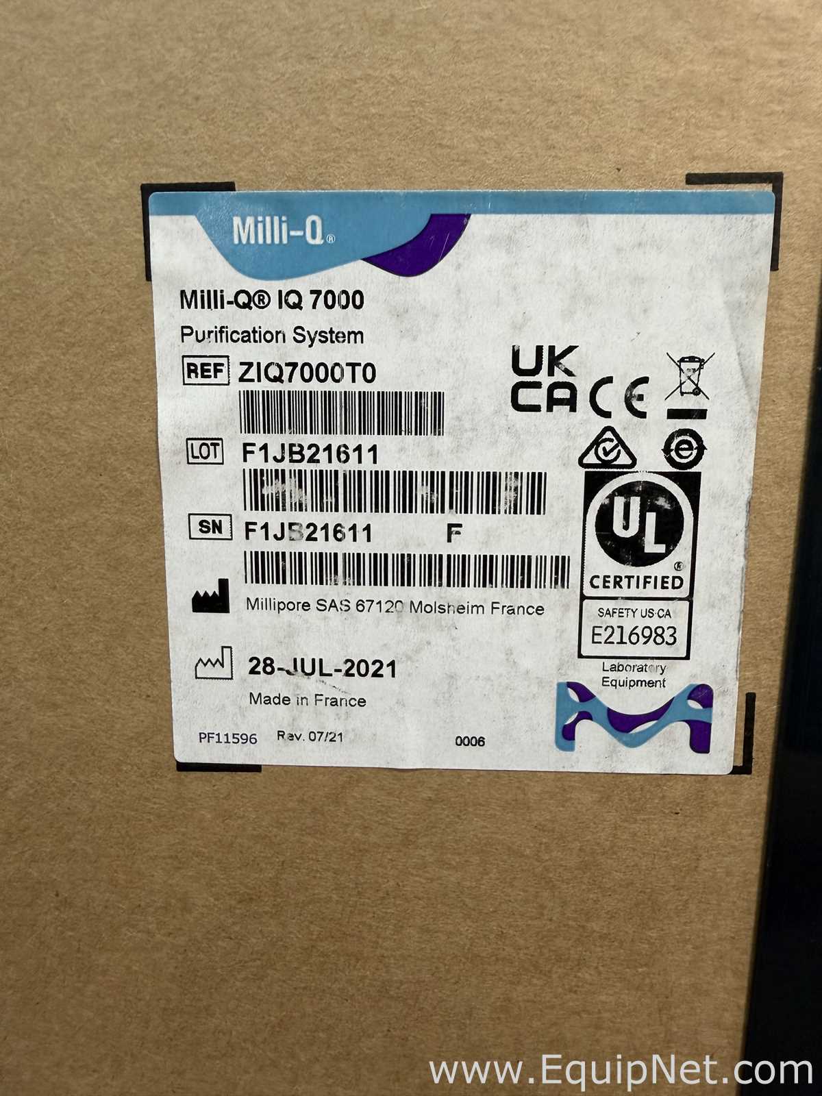 Sistema de Purificación y Destilación de Agua Millipore Milli-Q IQ 7000. Sin usar