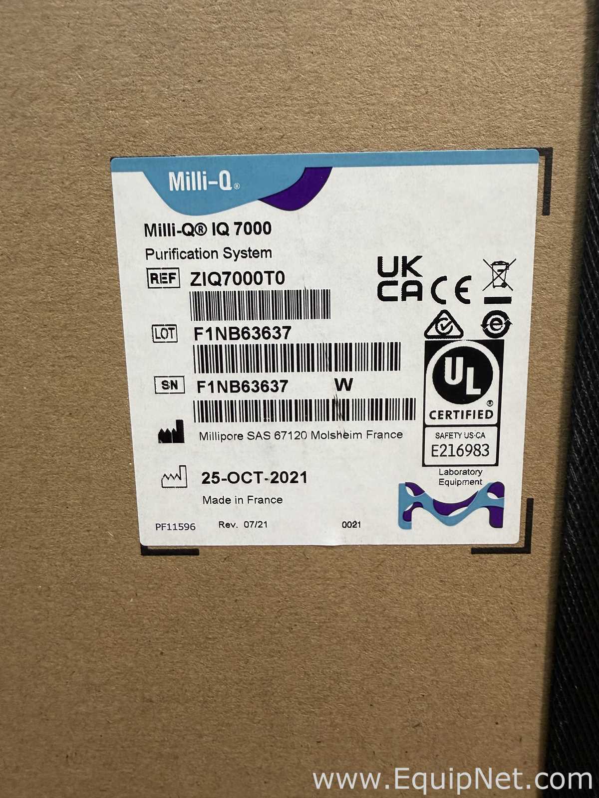 Unused Millipore Milli-Q IQ 7000 Laboratory Water Purification System With Accessories