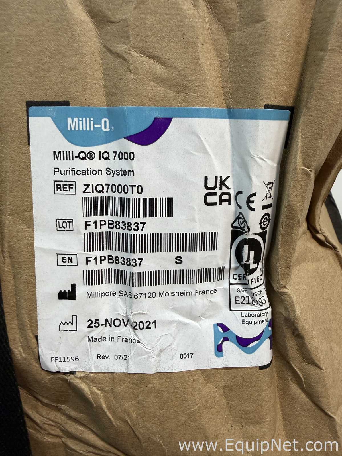 Unused Millipore Milli-Q IQ 7000 Laboratory Water Purification System With Accessories