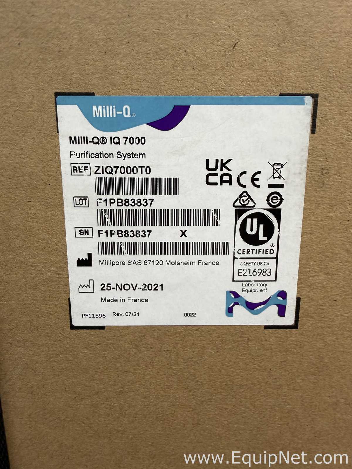 Unused Millipore Milli-Q IQ 7000 Laboratory Water Purification System With Accessories
