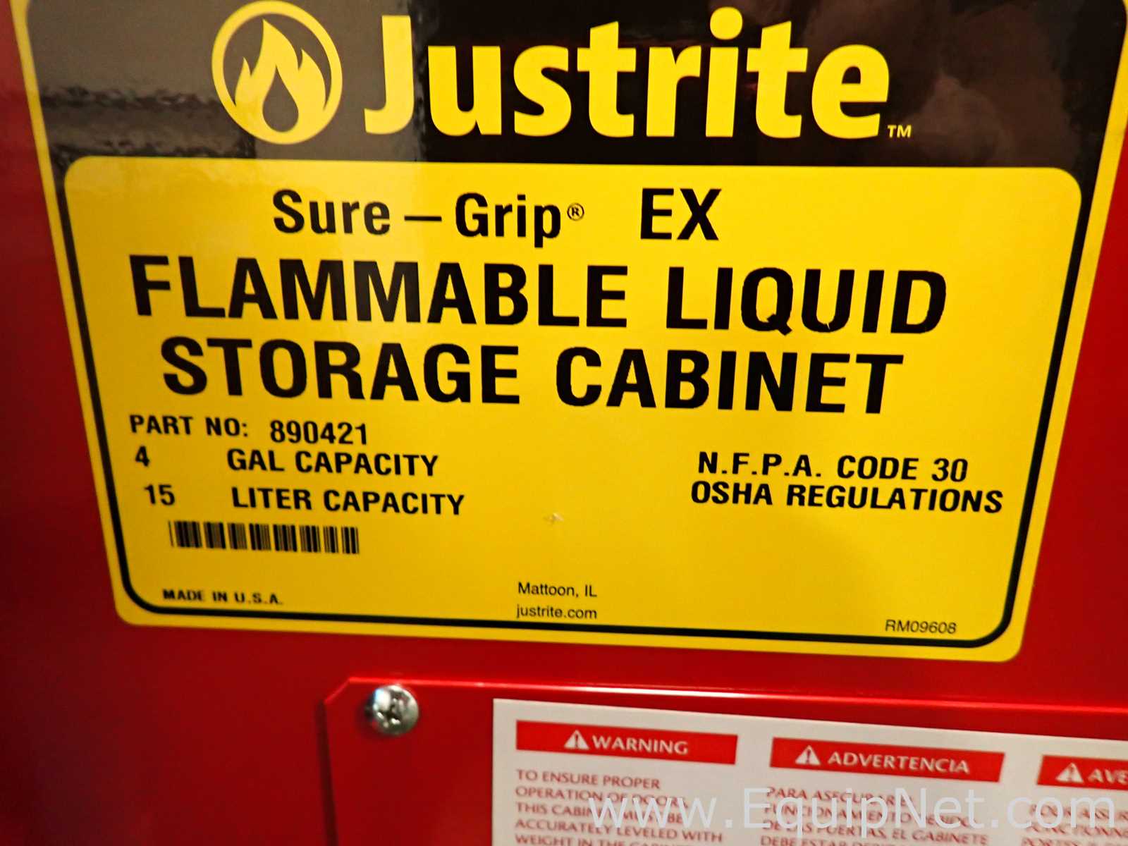 Gabinete de Almacenamiento de Inflamables JustRite Requisitos de aire 4 GALS.  4 Galones