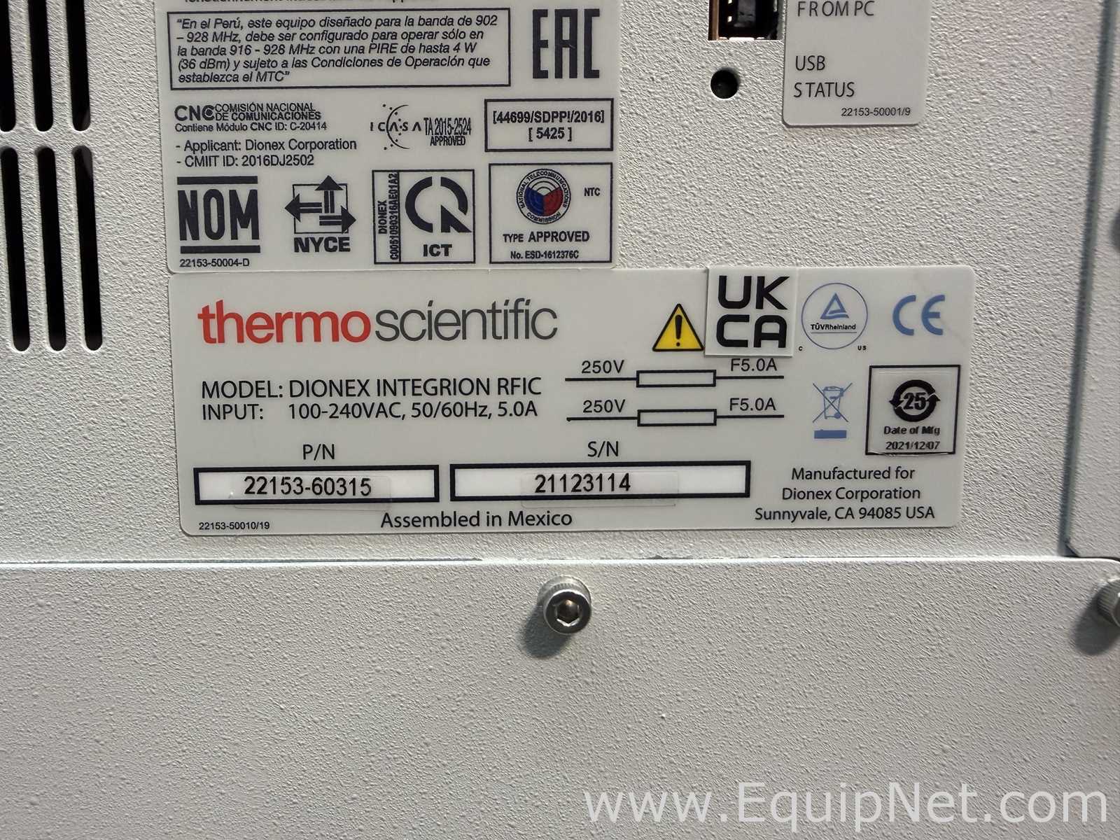 Thermo Scientific Dionex Integrion RFIC With Dionex AS-DV Autosampler